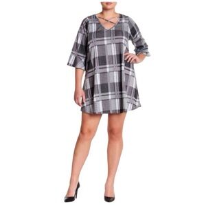 Want & Need Plaid X-Strap Shift Dress